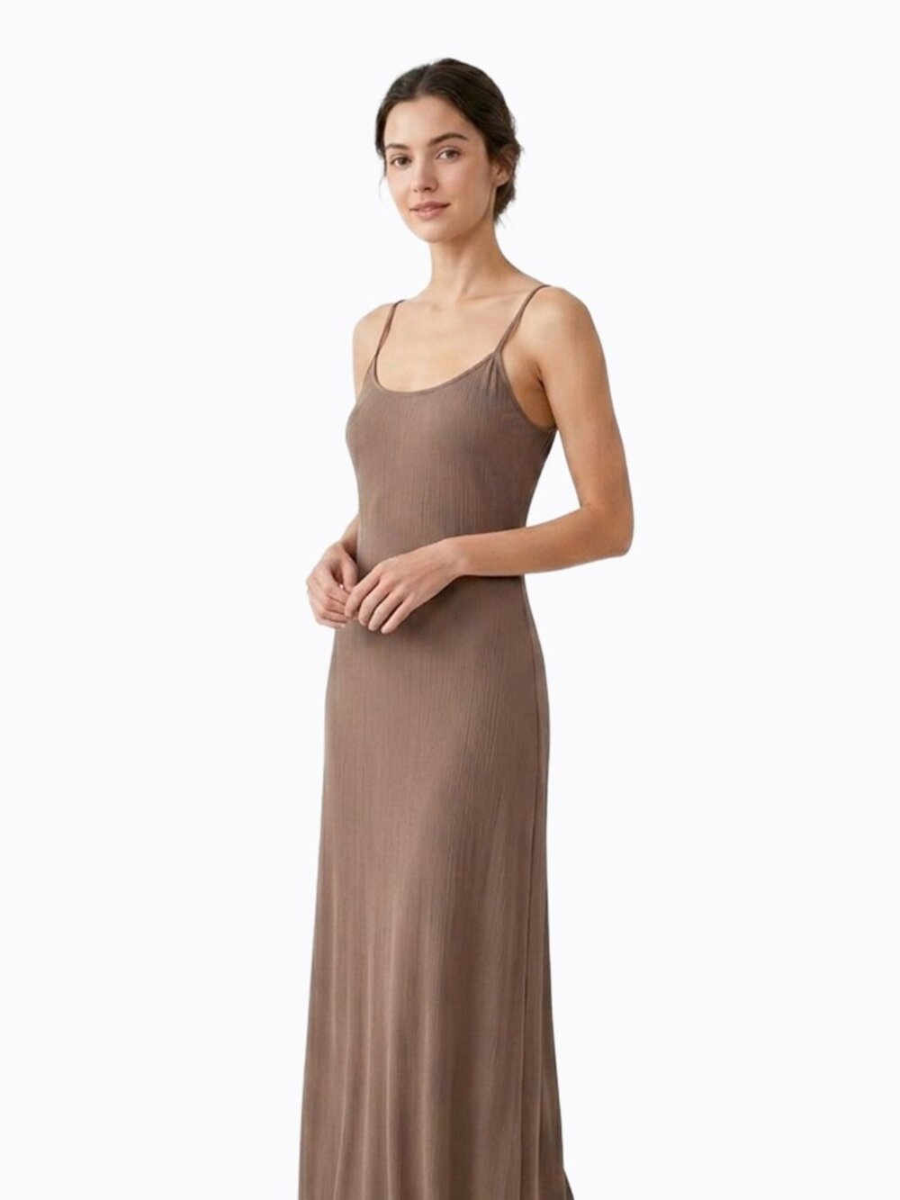 Vtg Olga Secret Shapers Long Slip Dress S Nude Hidden Bra Stretch 90s Minimalist